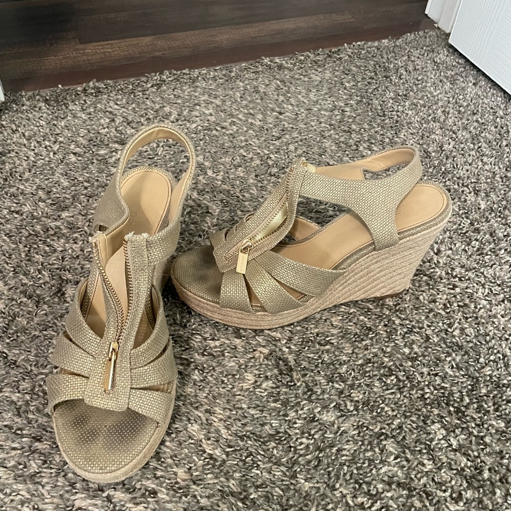 Michael Kors Gold Wedge Sandals